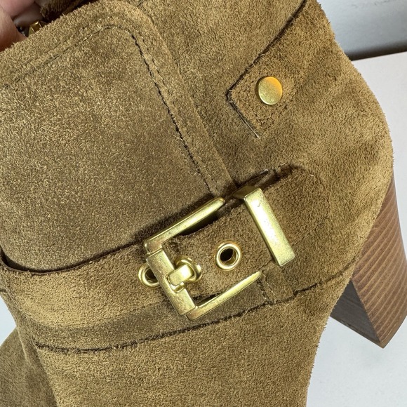 Franco Sarto Dorinda Suede Ankle Boots Women's 7.5M Tan Brown Block Heel - Picture 15 of 16
